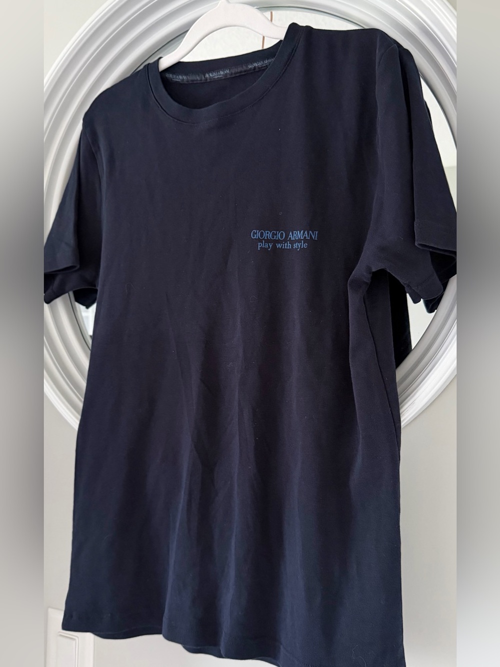 Giorgio Armani Dark Navy Short-Sleeve Logo Crewneck Tee